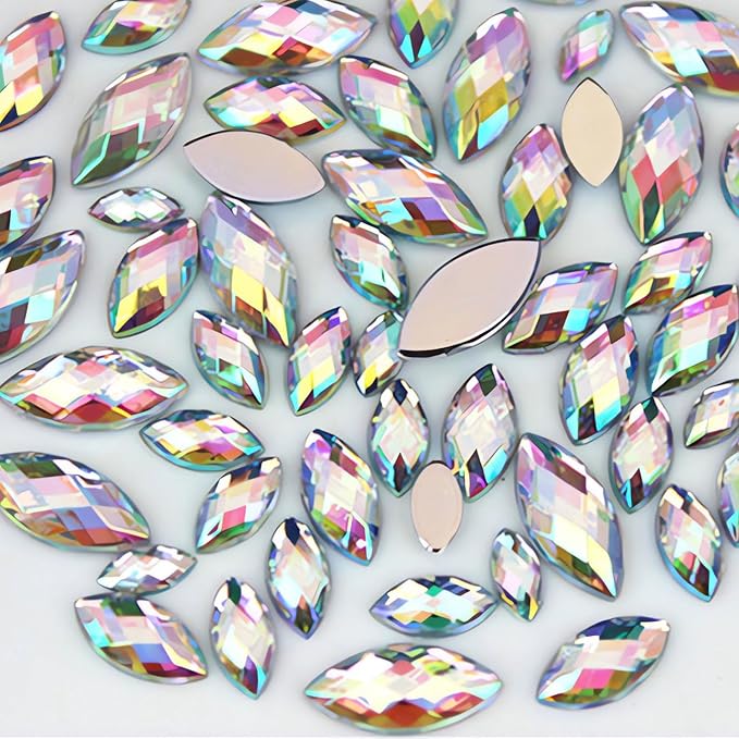 1000Pcs Crystal AB Horse Eye Rhinestones Glitter Gems Flatback Acrylic by UYTRDVG
