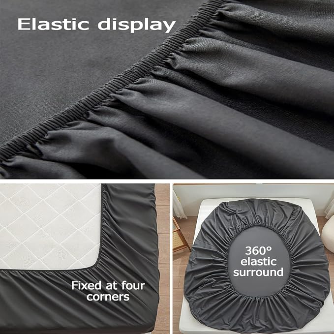 Bedding Queen Size Fitted Sheet Only- Bottom Matress Fitted Sheet-Fits 15inches - Image 4