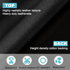 Black Faux Leather Fabric 79"×55" Smooth Grain Upholstery Vinyl - Image 2