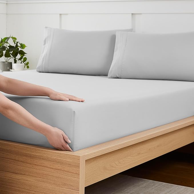 Twin Fitted Sheet Only with Full Elastic & Built in Corner Sheet Straps to by SweetHomeCollection