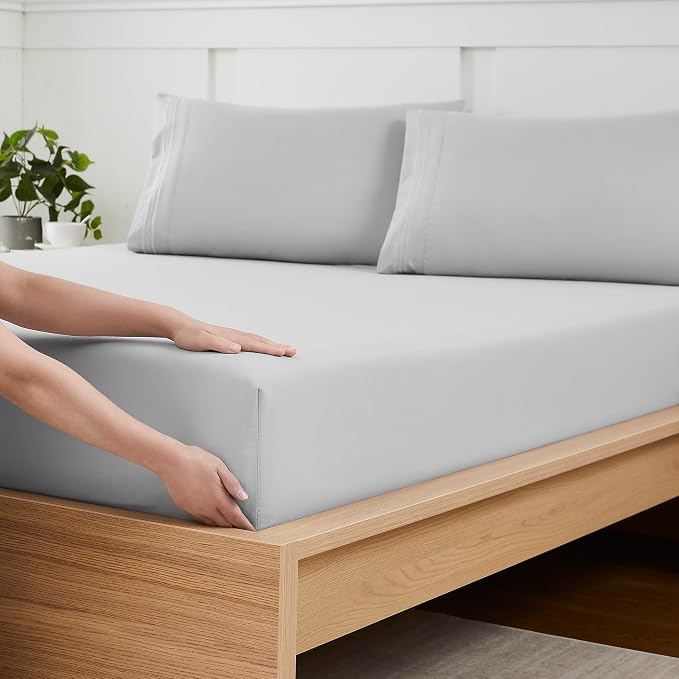 Queen Fitted Sheet Only with Full Elastic & Built in Corner Sheet Straps to by SweetHomeCollection