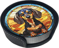 Drink Coaster Set of 6, Dachshund Dog Mom Lover Gift, Leather Drink Coasters by petloverdoglovercommunity