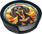 Drink Coaster Set of 6, Dachshund Dog Mom Lover Gift, Leather Drink Coasters by petloverdoglovercommunity
