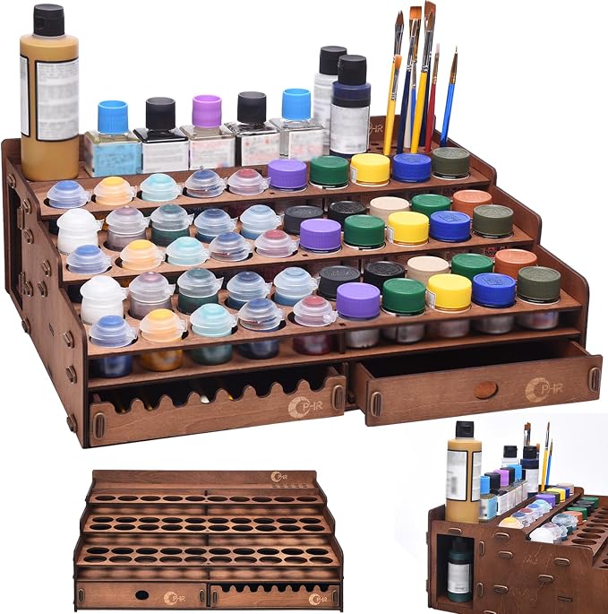 OPHIR Wooden Paint Holder Rack, 50 Holes Dia.1.42 Inches, Painting Brush Holder by OPHIR