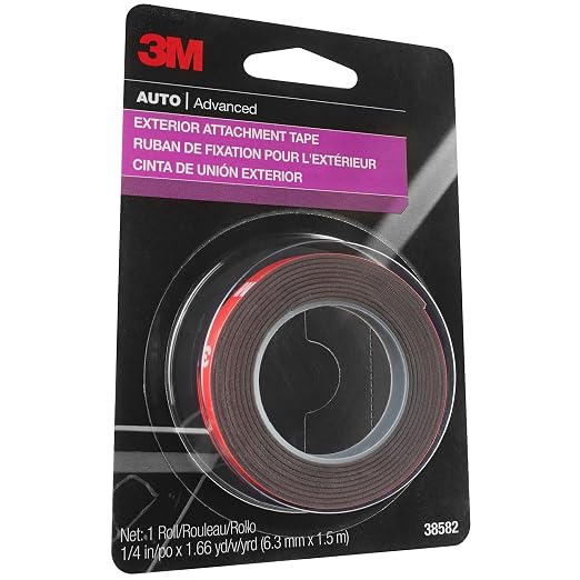 3M Auto Exterior Attachment Tape, 1/4 in x 5 ft, Heavy Duty Double-Sided - Image 2