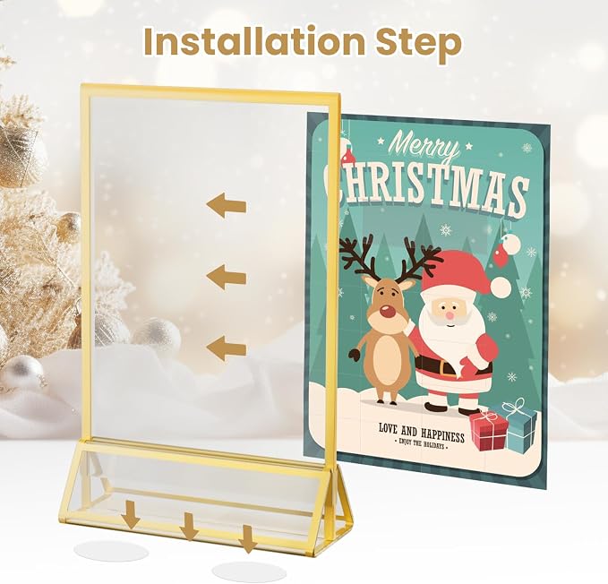 Acrylic Sign Holder 4X6 Double-Sided Gold Picture Frames ，6 Pack | Acrylic - Image 6