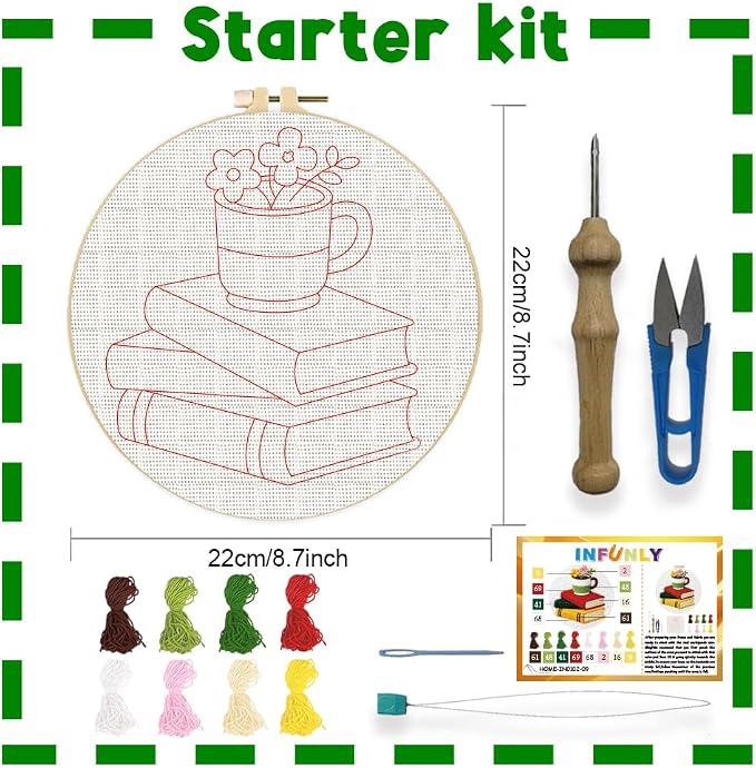 INFUNLY Books Flowers Punch Needle Kit - Image 2