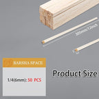 Premium 1/4" x 12" Balsa Wood Sticks 50pcs - Image 2