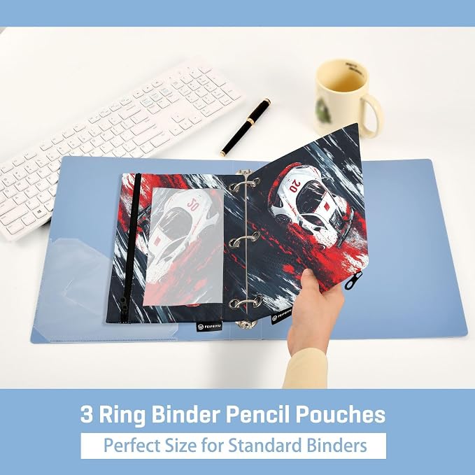Truck Racing Car Pencil Pouch for 3 Ring Binder, 2 Pack Waterproof Pencil Bags - Image 4