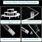 HENABLE Acrylic Display Risers, 3 Tier Clear Cupcake Perfume Stand Organizer - Image 5