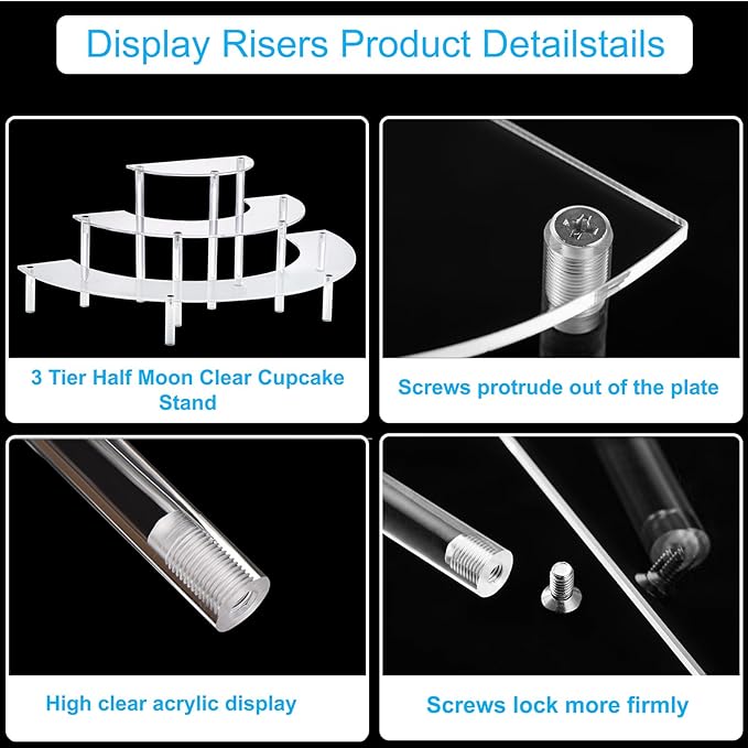HENABLE Acrylic Display Risers, 3 Tier Clear Cupcake Perfume Stand Organizer - Image 5