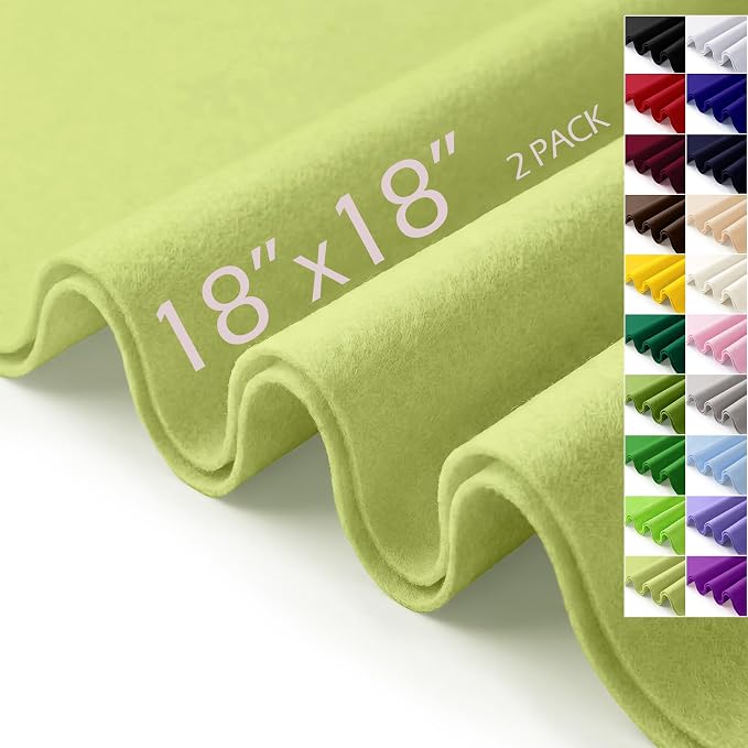 Olive Green Felt Fabric Sheets 18" x 18" 1.6mm Soft Craft Felt | Soft Precut by AblemeDeco