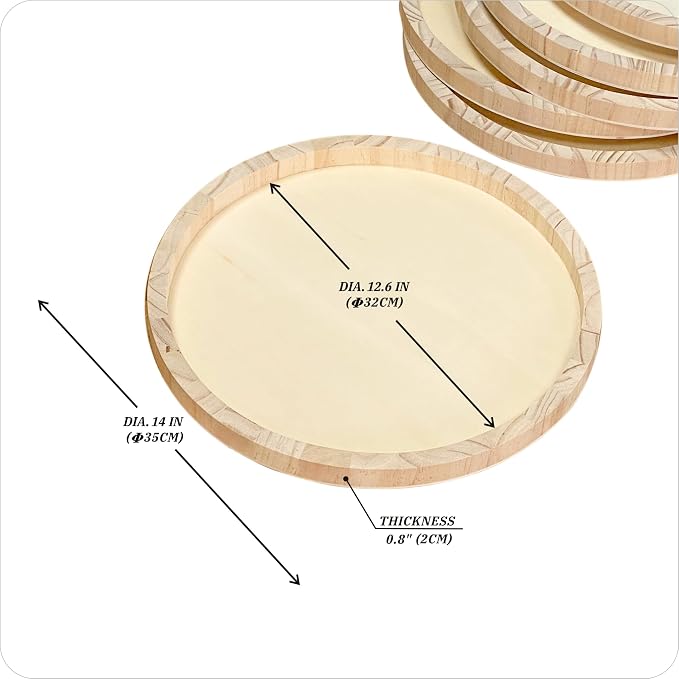 6 Pack 14 Inch Round Wood Canvas Panels Unfinished Wooden Plates Round Wood - Image 2