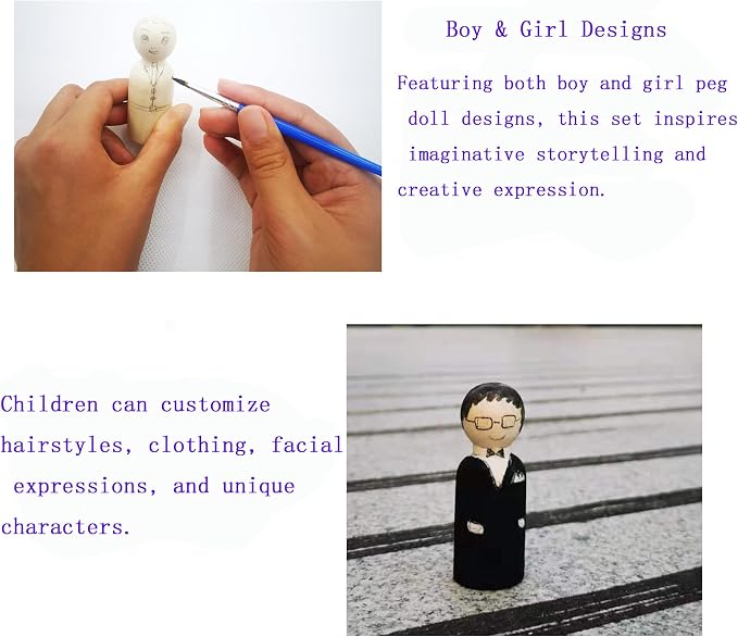 22PCS 2.55′′ Unfinished Natural Wooden Peg Dolls, Little Wooden peg People - Image 4