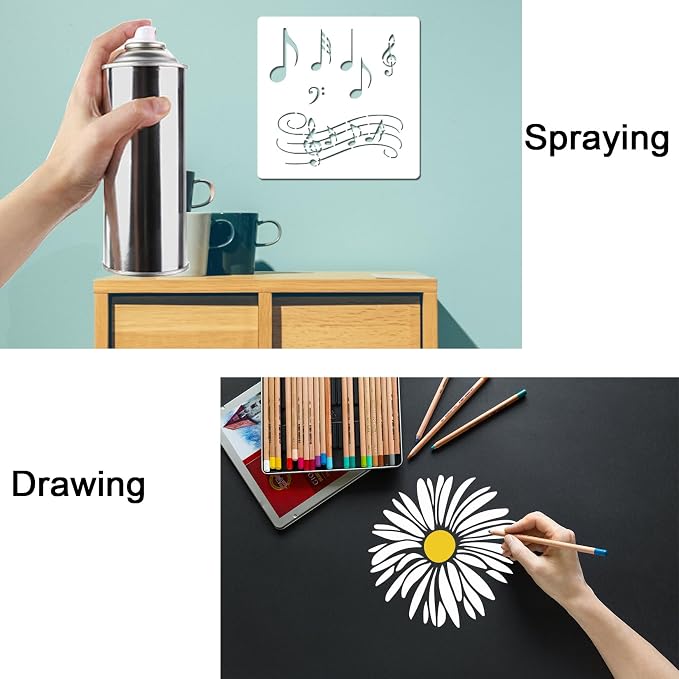 20 Pieces Stencil for Painting, Love Peace Sign Stencil Rainbow Star Heart - Image 5