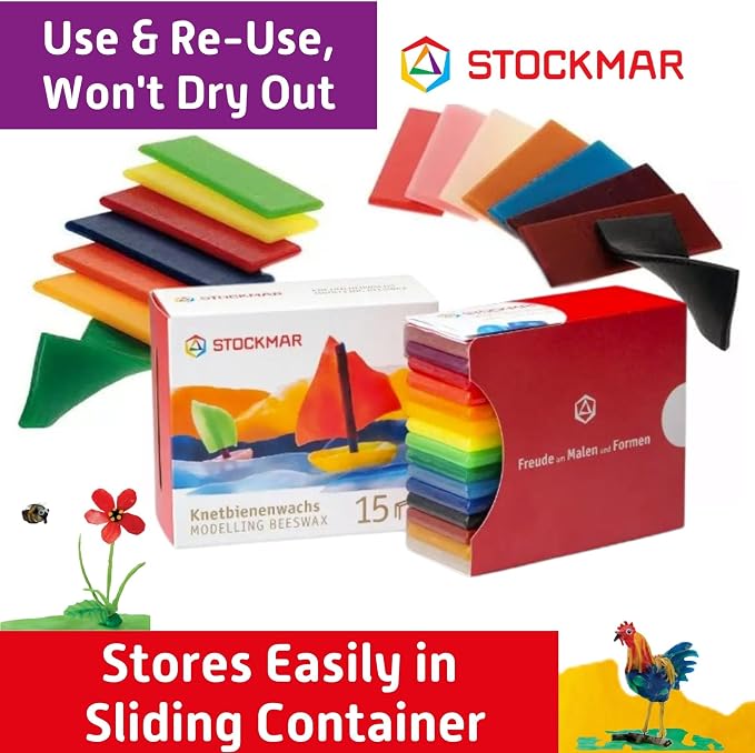 Stockmar Natural Modelling Beeswax: 15 Assorted Colors of Beeswax Sheets Safe - Image 6