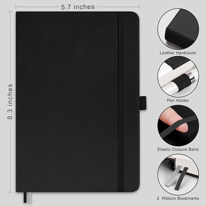 RETTACY Lined Journal Notebook, 192 Numbered Pages, A5 Size | Leather Hardcover - Image 2