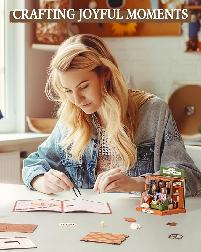 Rolife DIY Mini Building House Miniature Kit-The Muse Bookshop, Miniature - Image 5