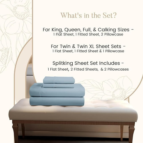 100% Egyptian Cotton Sheets For King Size Bed, 800 Thread Count Sateen Weave - Image 2