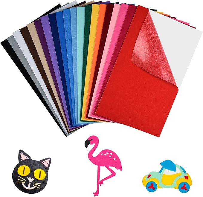 NACHLYNN 20Pcs Self Adhesive Felt Fabric Sheets 7"x11.5" /18x29cm Sticky Back by Createyourownlifestory