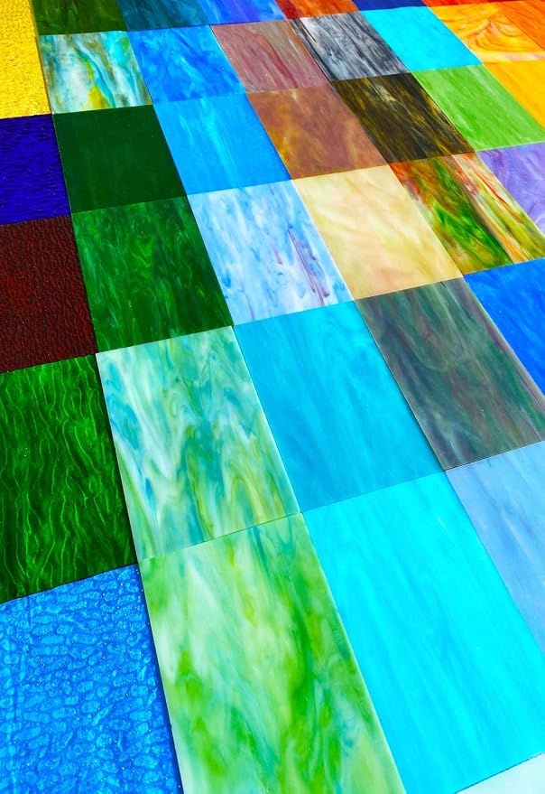 9 Pack Green Stained Glass Sheets, 4 x 6 inch Mosaic Glass Stained Glass - Image 5