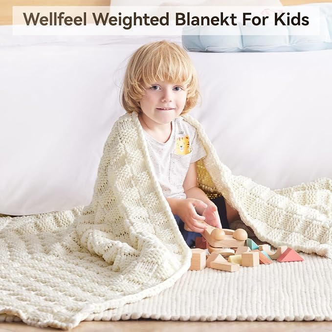 Knitted Weighted Blanket Kids, No Beads Heavy Blanket 36” x 48'' 5lbs, - Image 2
