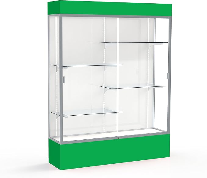 Waddell Spirit Lighted Floor Display Case, Satin Finish, Kelly Green Base and by WADDELL