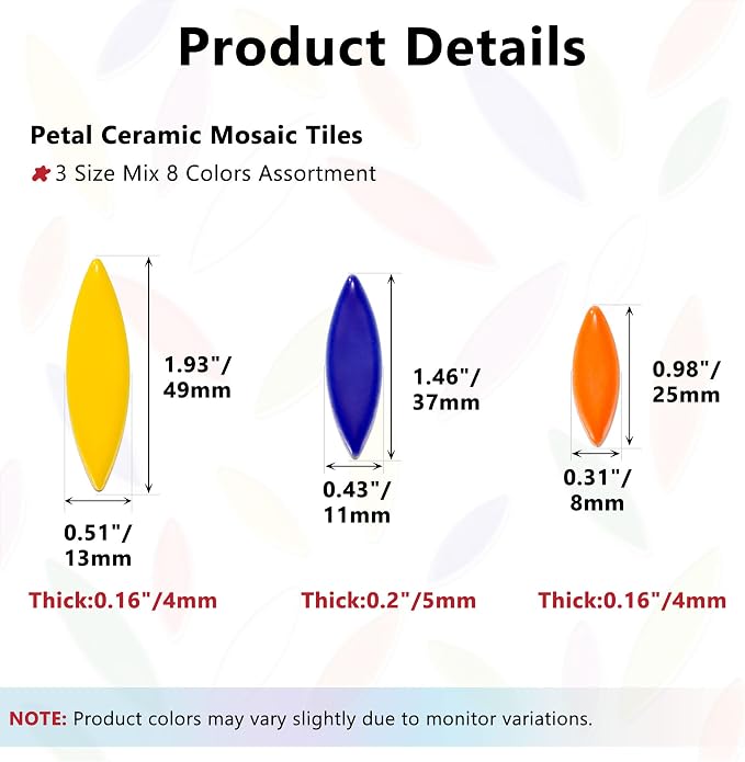 Yoption Petal Mosaic Tiles for Crafts, 500g Flower Leaf Ceramic Mosaic Tiles - Image 4