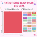 Tintnut Candy Color Heat Transfer Vinyl, 24 Sheets 12×10in Iron on Vinyl | - Image 6