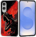 for Samsung Galaxy S25 Edge Case, Cool Dinosaur Red Black Pattern Glossy 2 in 1 by Teonvpu