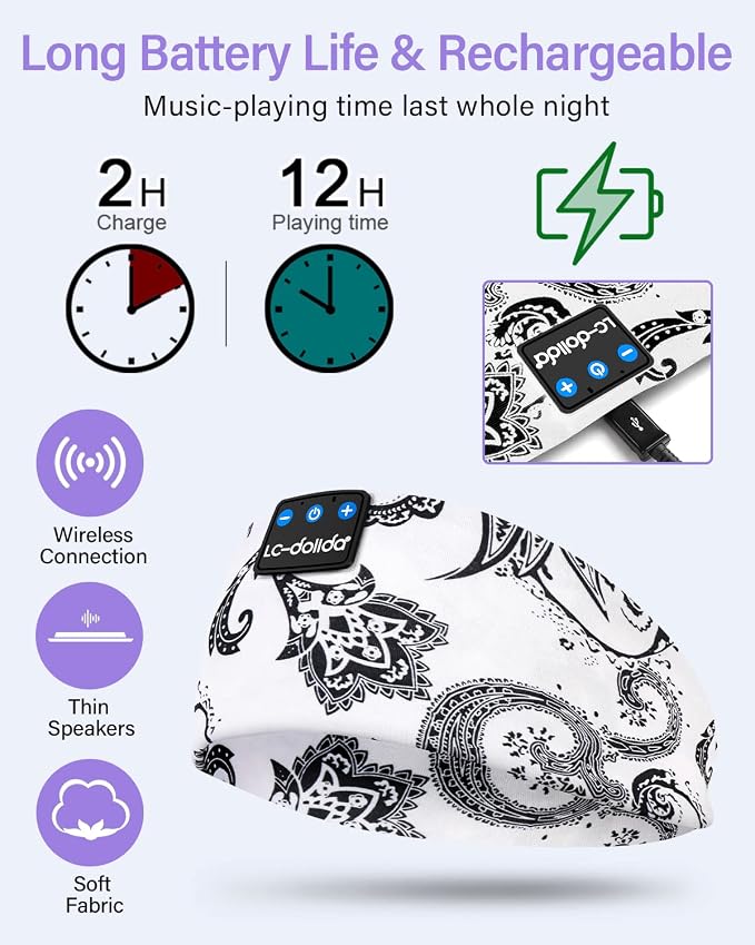 LC-dolida Sleep Headphones Bluetooth Wireless Headphones - Image 5