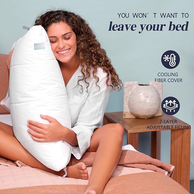 Nuzzle Pillows Standard Size Set of 4 Cooling Adjustable Pillows - Image 6