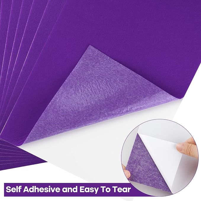 CHRORINE 10 Pcs Purple Felt Fabric Sheets Self Adhesive Felt Sheets 8 x 12 - Image 3