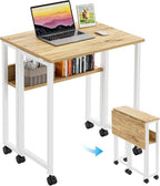 GreenForest Folding Desk with Wheels, 31.5" Rolling Table by GreenForest