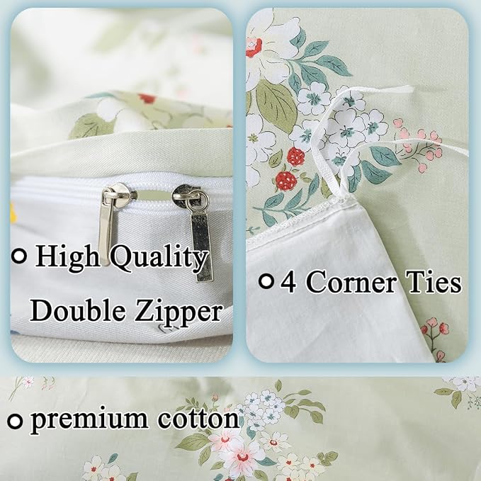 FADFAY Floral Duvet Cover Set Twin XL 100% Cotton College Bedding Vintage - Image 4