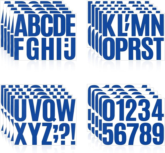 Letter Stickers, Mailbox Numbers, 4 Inch Waterproof Vinyl Alphabet | 4 Inch Blue by Llewyn