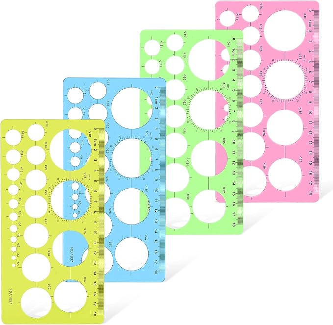 4 Pcs Circle Template for Drawing Circle Stencils Drafting Tools Set Stencil by Pnytty