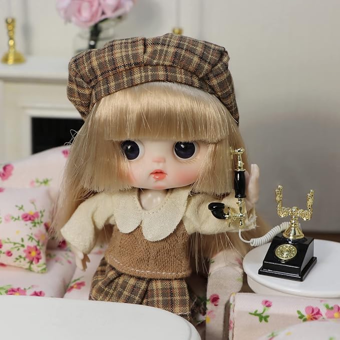 Dollhouse Telephone 1:12 Miniature Vintage Rotary Phone Model Desk Decoration - Image 2