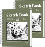 Sketch Book 8.5"x11", Spiral Sketchbook Pack of 2, SuFly 200 Sheets Acid Free by SuFlyDirect