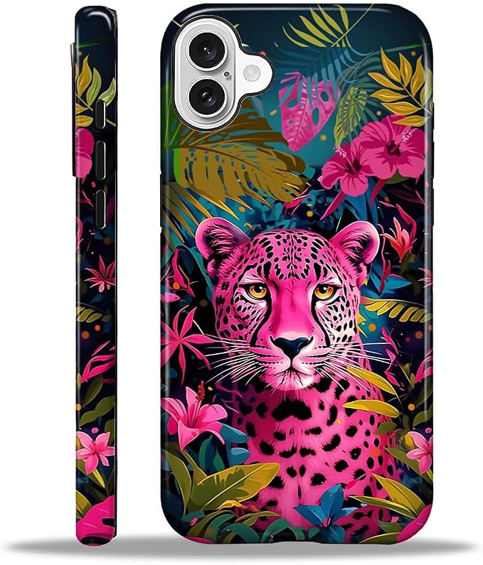 ZHEGAILIAN Case for iPhone 16 Plus, Panther Leopard Flower Durable Shockproof by Home