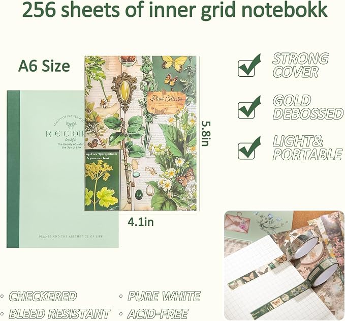 Scrapbooking Supplies Kit, Vintage Botanical Aesthetic Scrapbook Kit - Image 2