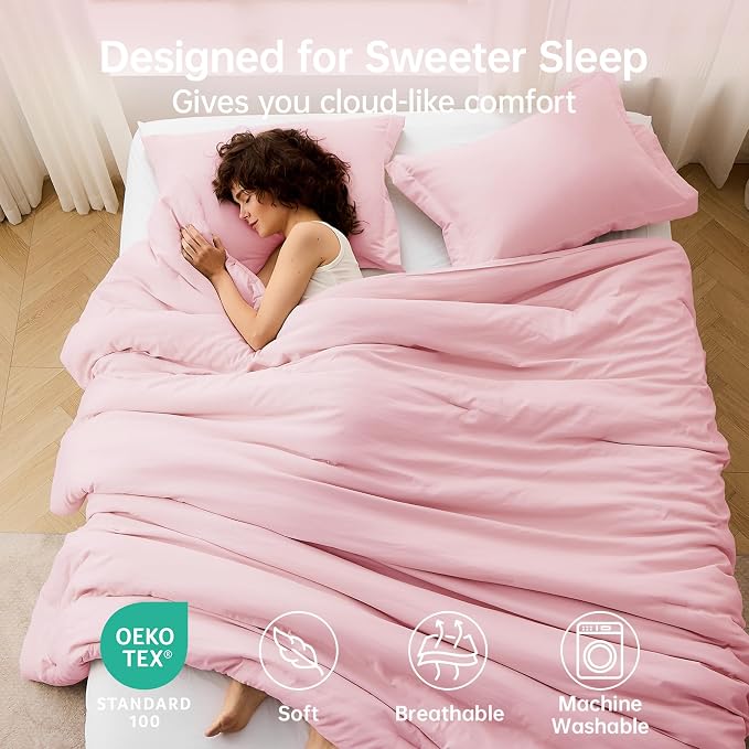 MUXHOMO Pink Oversized Queen Comforter Sets, All Season Ultra Soft Down - Image 2