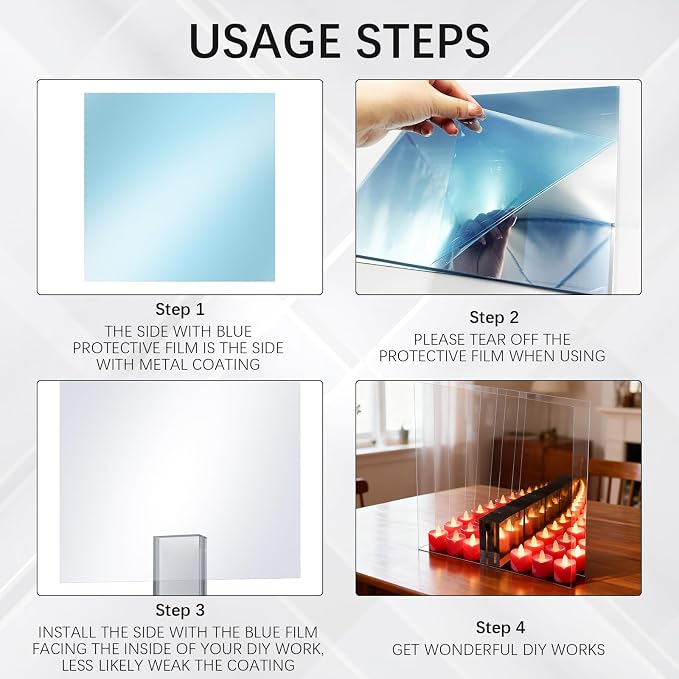 6 Pcs Acrylic Two Way Mirror Sheets - Image 4