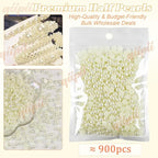 qiipii 900PCS 6mm Beige White Round Half Round Pearls - Image 2