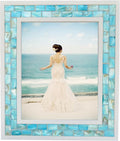 Beach Picture Frame 8x10 Blue, Mother of Pearl Picture Frame, Mosaic Glass Frame by GIFTME5