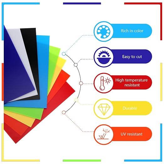 24 Pcs 8 x 8 Inch Cast Acrylic Sheets 0.08'' Thick Opaque Laser Cutting Colored - Image 3