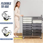 Rolling Storage Cart with Drawers, Storage Organizer Cart with Wheels and - Image 5