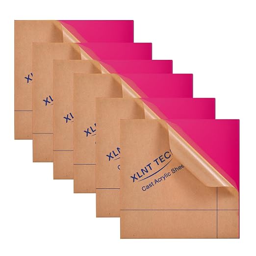 6 PCS Pink Cast Acrylic Opaque Plastic Sheet 8 x 8 Inch, by MaterialsParts