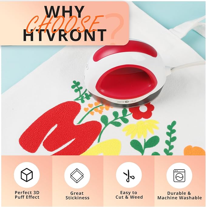 HTVRONT Puff Vinyl Heat Transfer, Puff Iron on Vinyl - Image 2