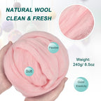 uxcell Needle Felting Wool, 8.5 Oz Nature Fibre Wool Yarn Roving - Image 2
